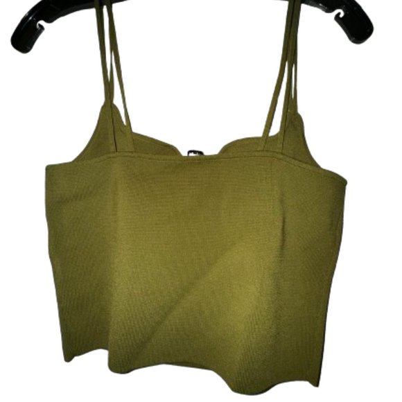 The Sei Double Strap Curved Knit Top In Olive Green - Picture 2 of 5
